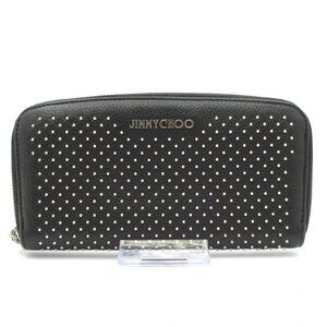 JIMMY CHOO Philippa - Black Silver Leather Hardware Long Wallet